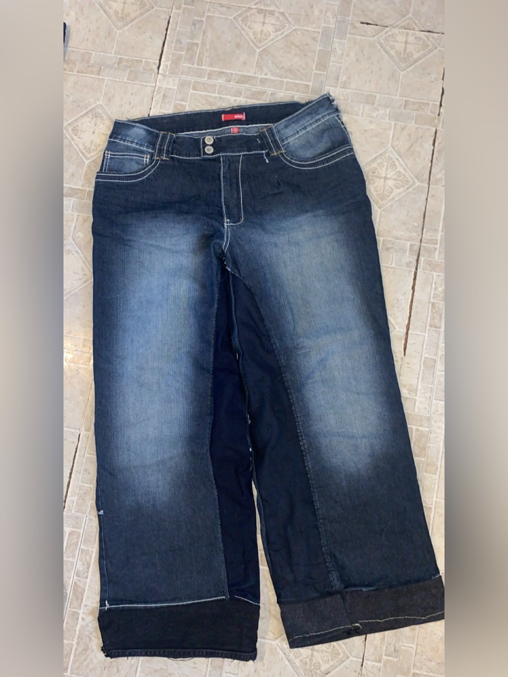 Dark blue wash baggy wideleg jeans